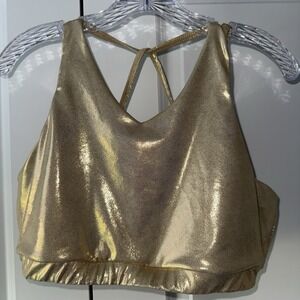 Varsity Spirit Shiny Gold Cheer Cropped Racerback Tank XL